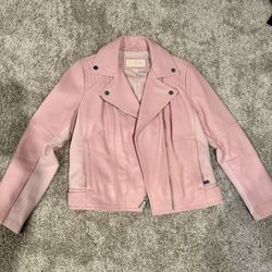 Michael kors pink leather jacket