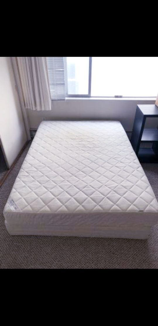 Nice Full Ikea Sultan Hanestad Mattress, Boxspring and Metal Bed Frame