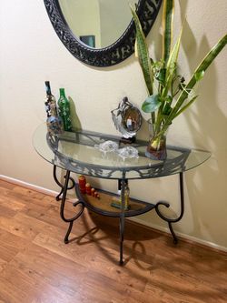 Glass Top Console Entryway Table