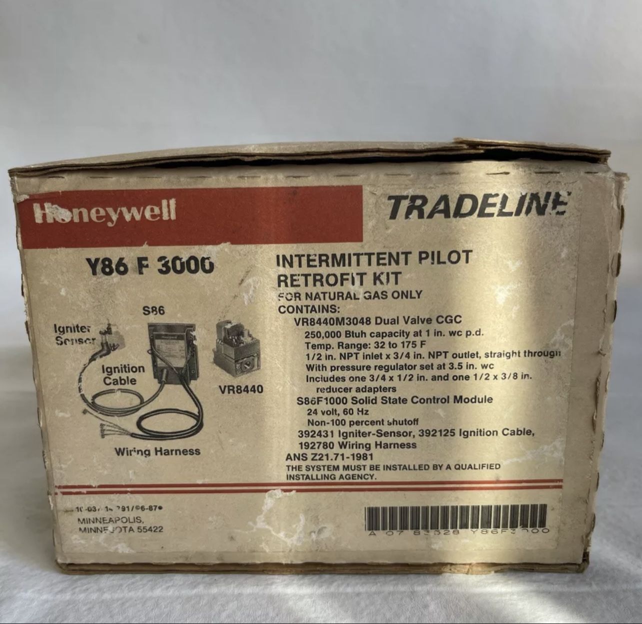 Honeywell Y86 F 3000 Intermittent Pilot Retrofit Kit NEW - open box