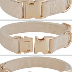 Small Dog Collar - White/Cream with Gold Hardware (New, Never Used)