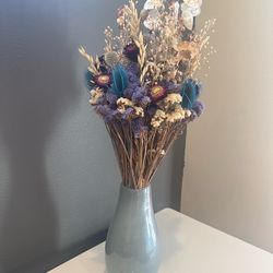 Dried Flower Arrangement in Ceramic Vase