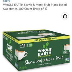 WHOLE EARTH Stevia & Monk Fruit Plant-based Sweetener, 400 Individual Packs Packets Count