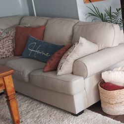 Sectional L Shaped Cream Colored Couch
