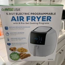 New GoWise Air Fryer 5.8qt - 8 Settings 