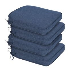 21" x 21" Outdoor Dining Chair Cushion, Water Resistant Patio Seat Cushion Pads with Ties, Set of 4 - Navy Blue