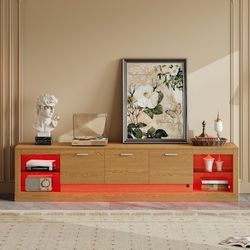 ModernLuxe Assembly Required 78inch Modern TV Stand with 6 Cabinets 2 Open Compartments Entertainment Center for TVs up to 90inch Television Console f