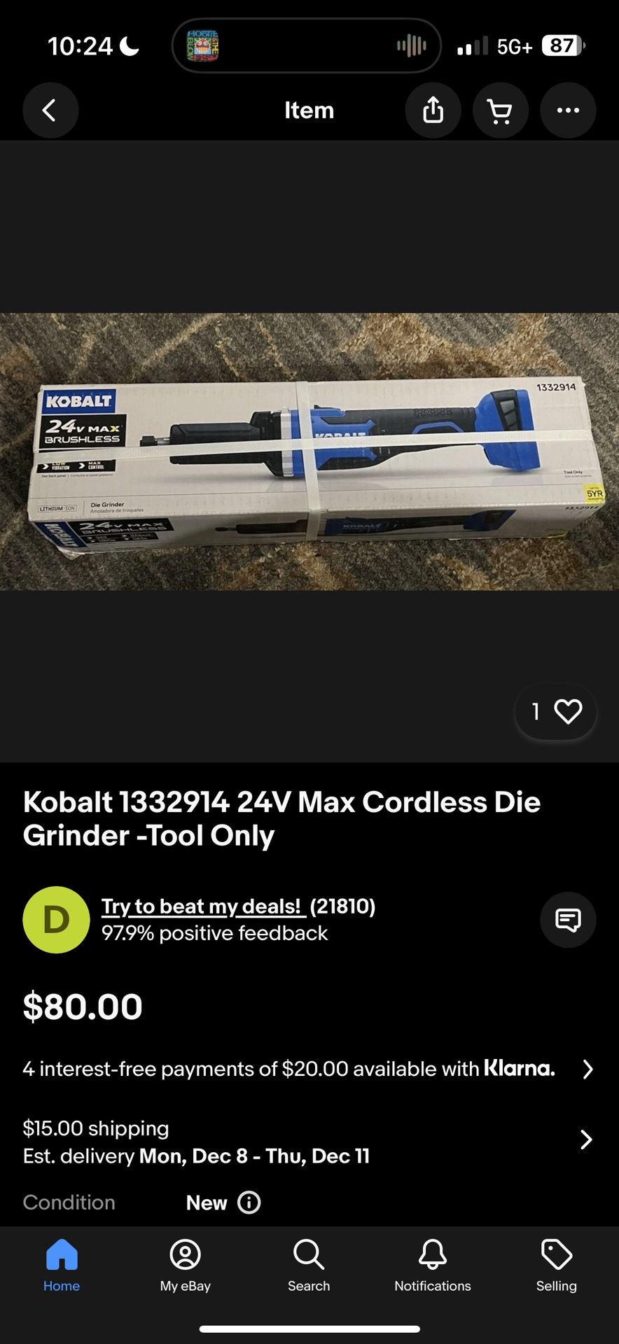 KOBALT Die grinder CORDLESS