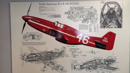 P51 mustang 45"x75" uv printed on white wood