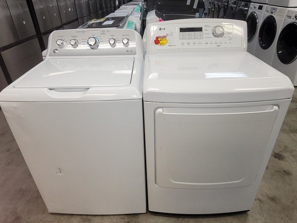 New GE Top Loading Washer And Used LG Gas Dryer Set