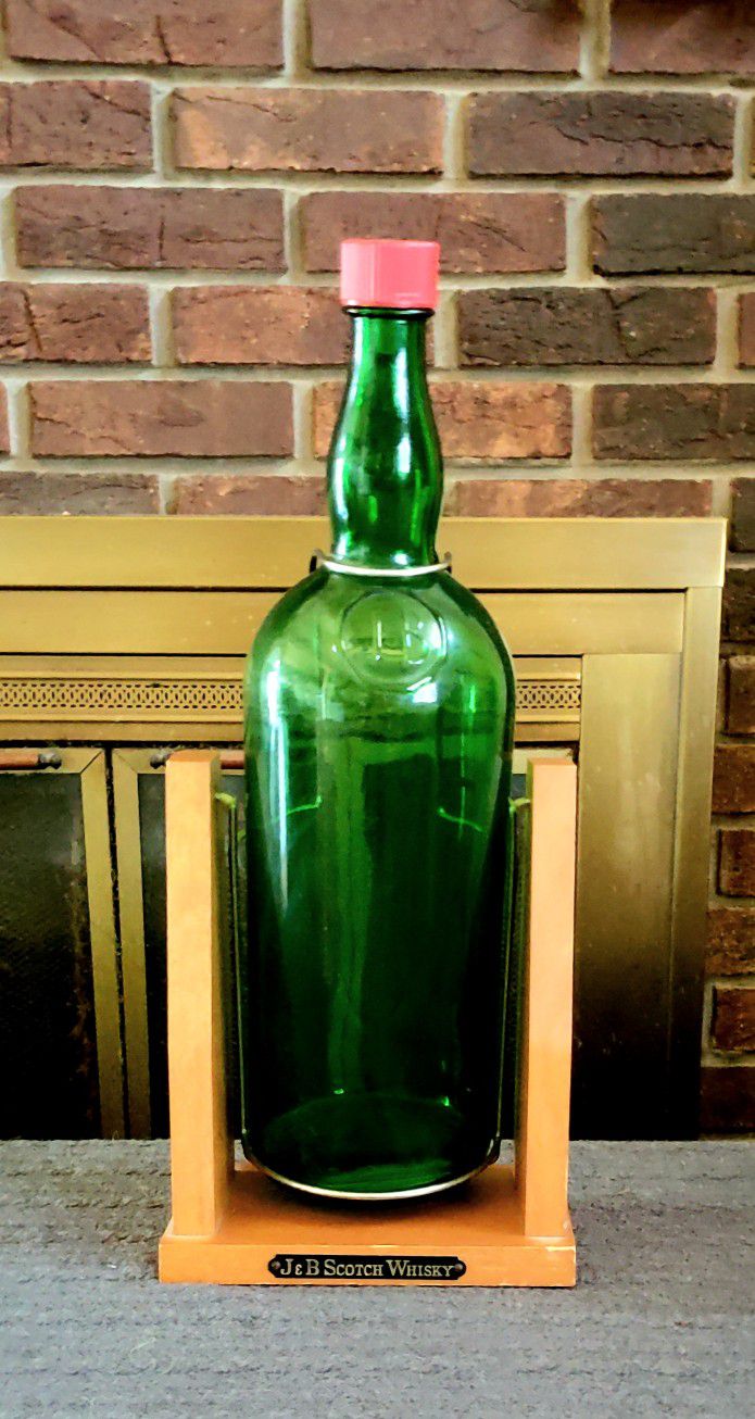 Vintage J & B Scotch Whiskey Justerini & Brooks Gallon Bottle on Stand -EMPTY-.
