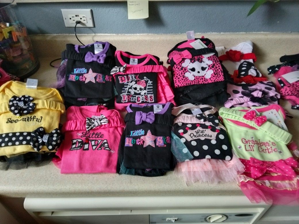 Baby Girl 3 Piece Sets. New With Tag. Sizes 6/9/12/18/24 Months.