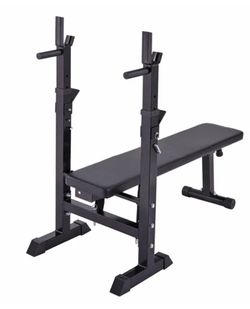 Adjustable Folding Workout Bench with Squat Rack Multifunction Full Body Home Gym Station