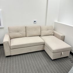 92” L Shape Couch With Pull Out Bed And Reversible Chaise