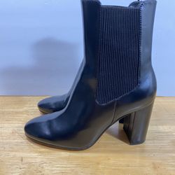 H&M Boots Womens 39 Size 8 Chelsea Black Block Heels Round Toe Casual Comfort