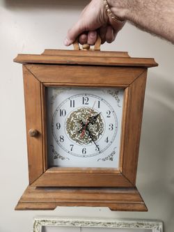 Wooden Mantel Clock with Hidden Compartments