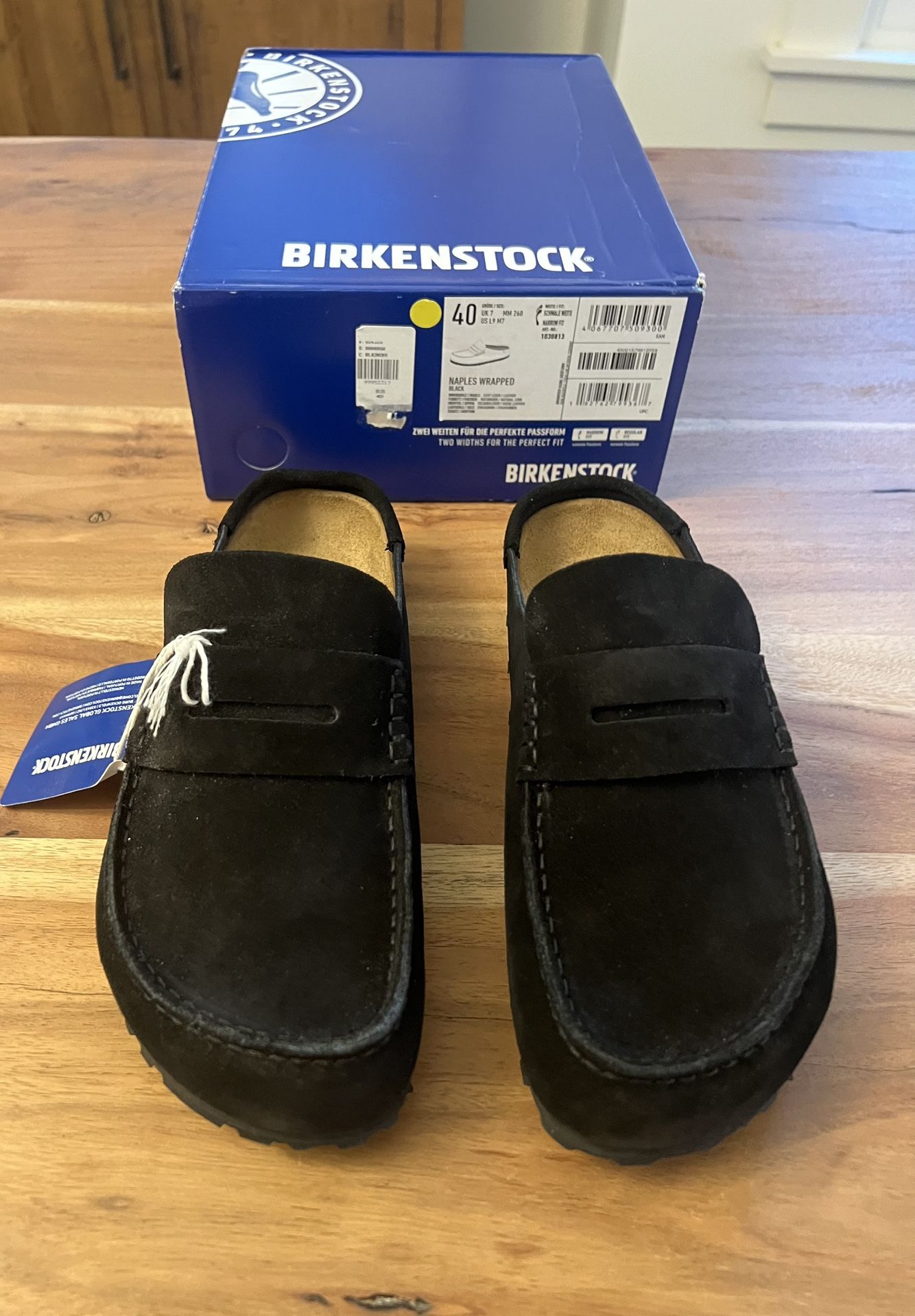 Birkenstock Naples Wrapped Suede Leather - Black 1030813 Size EU40 New With Box