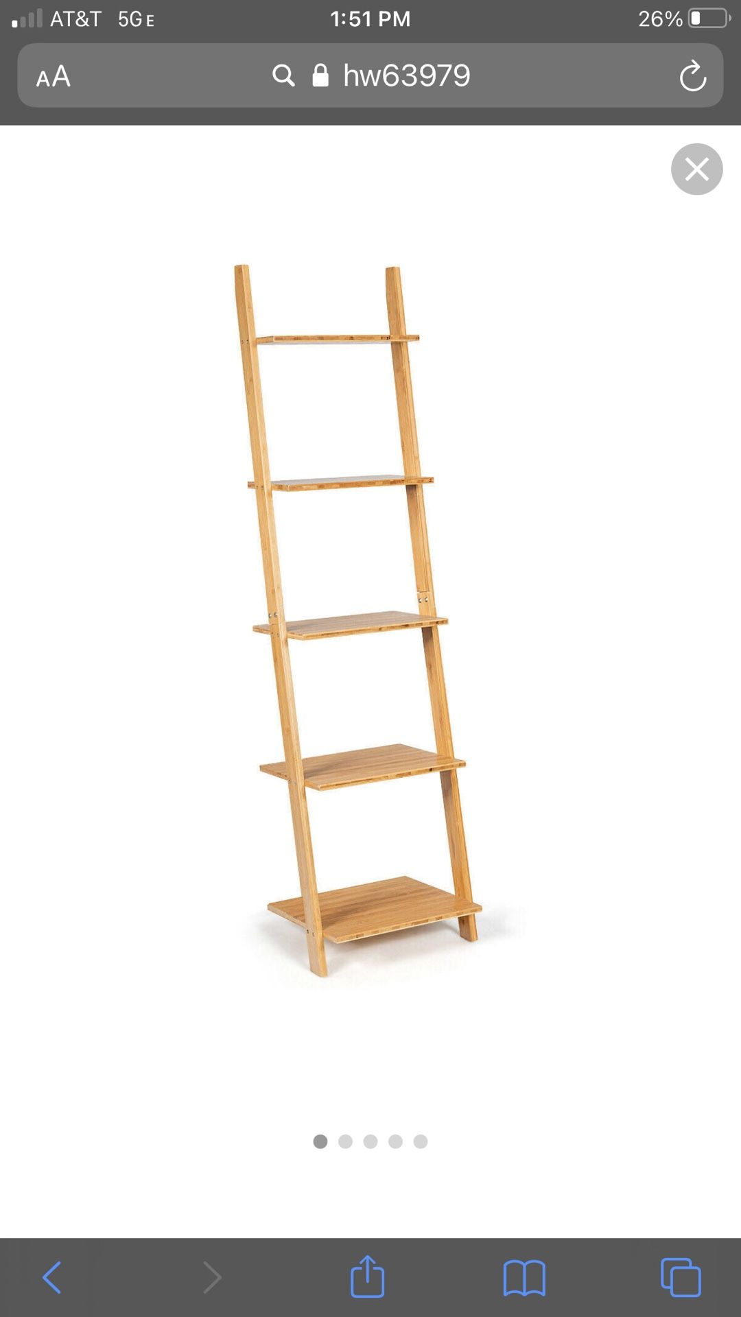 Ladder Shelf Modern Bamboo Leaning Bookshelf