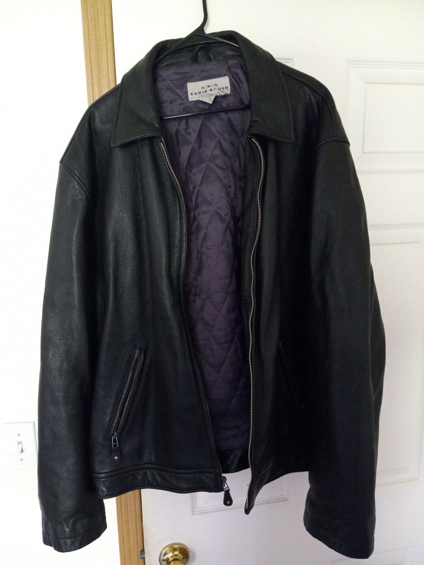 Vintage 1990s Mens XXL Tall Aka Eddie Bauer Leather Motorcycle Jacket