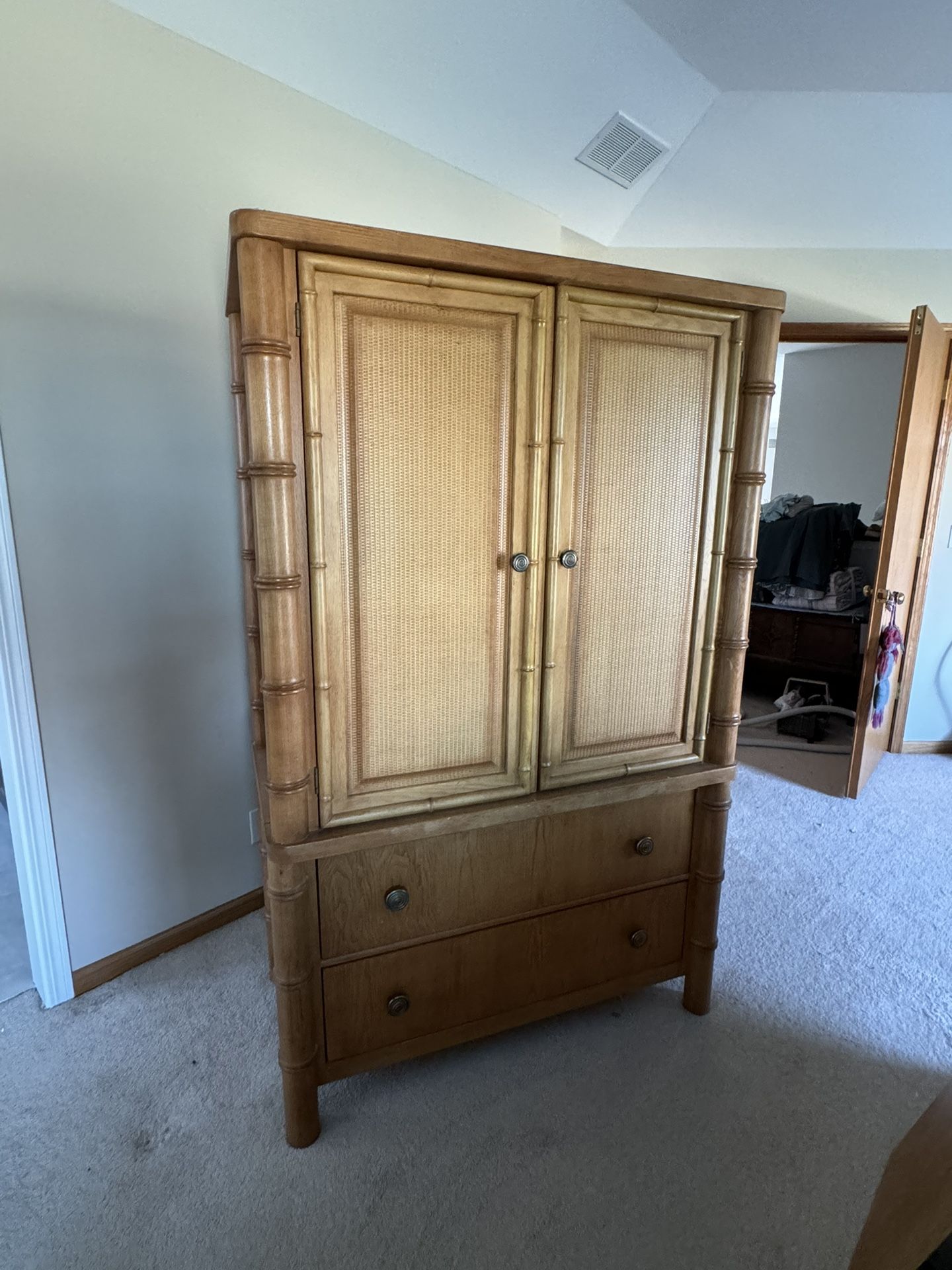 Beautiful Solid Oak Armoire Dresser Cabinet