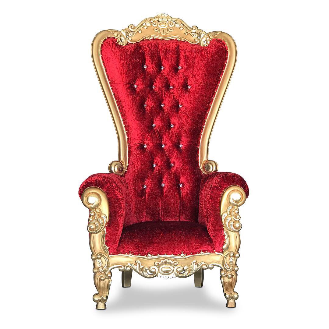 70” crushed red velveteen king queen royal baroque throne chairs | wedding party event party photography hotel furniture