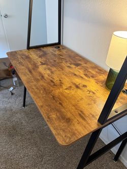 Industrial Wood and Metal Desk with Shelves