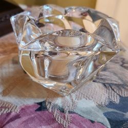 Thick glass votive or tea light candle holder