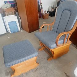 Blue Rocker Chair And Otterman 