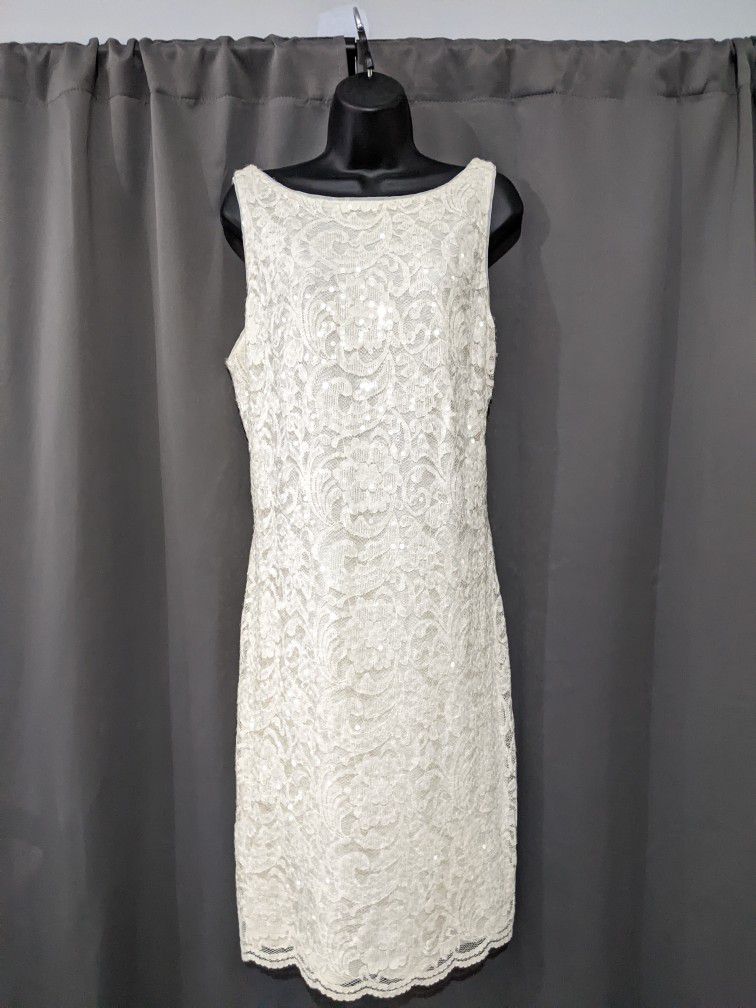 RL White Lace & Sequin Cocktail Dress (Sz 18)