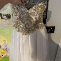 White and Gold Prom/Quince Dress