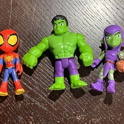 Marvel Spidey And His Amazing Friends Hulk Spiderman Green Goblin Figure set