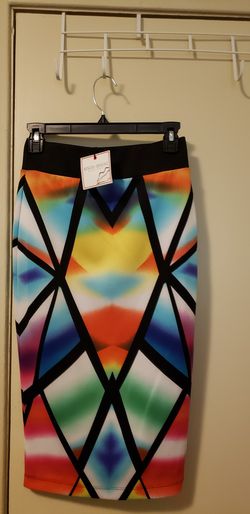 Multi colored pencil skirt, Michele Bohbot