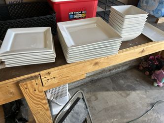 White Glass Plate And Bowl Set