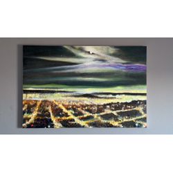 Original Acrylic Painting On Wood - San Francisco Moon Rise