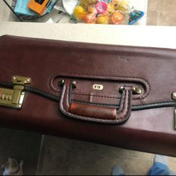 Law hard leather legal briefcase-LARGE Dark Brown 
