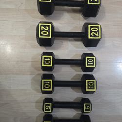 (2) 20. (2) 10. (2) 5 Lbs  Dumbbells