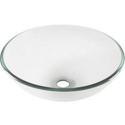 Novatto 16.5” Clear Round Tempered Glass Vessel Bathroom Sink TIG-8048