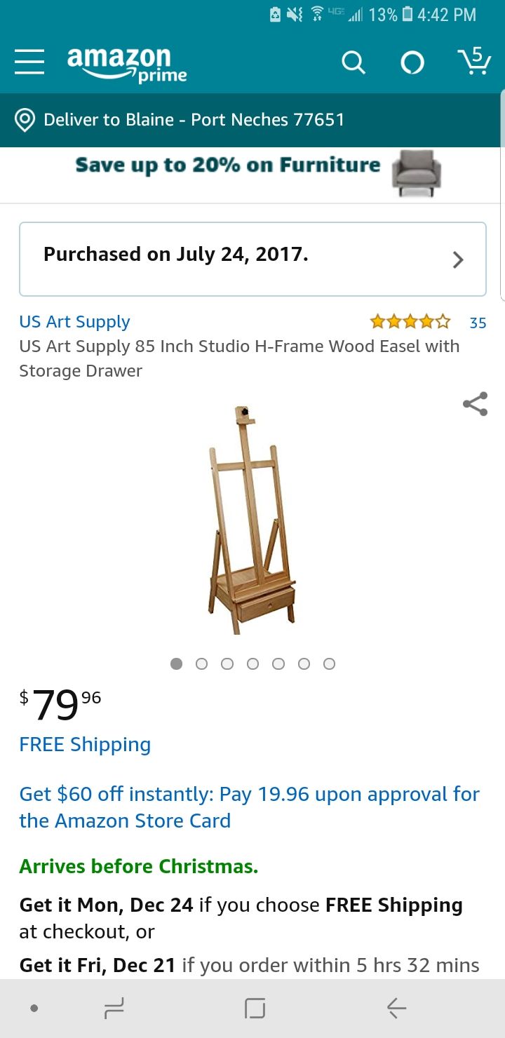 85in H frame easle with drawer