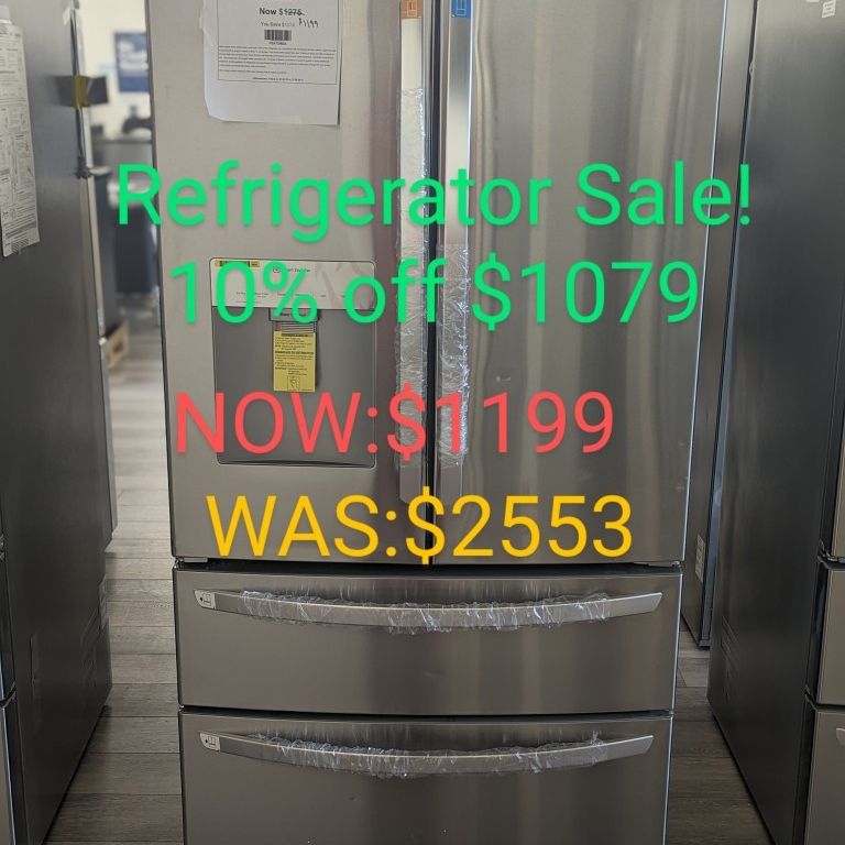 29cu French Door Refrigerator with External Water Dispenser. Double Drawer Bottom Freezer 