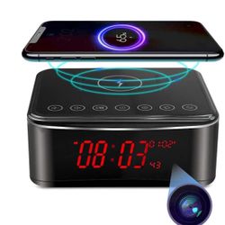Hidden Spy Cameras with Video,camaras espias ocultas Nanny Cam,WiFi Secret Camera 4K with Bluetooth Speaker,Night Vision,Alarm Clock,Wireless Charger,