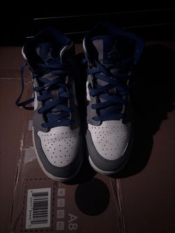 Air Jordan 1 Mid Grey and Navy Sneakers