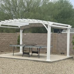 16 X 12 White Galvanized Steel Pergola With Shades!