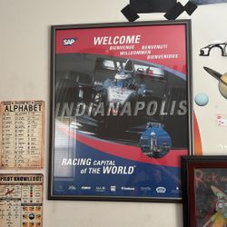 Framed Indianapolis Racing Poster