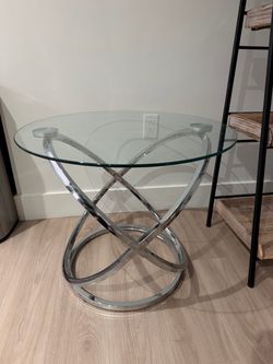 Round Glass Top Side Table with Chrome Base