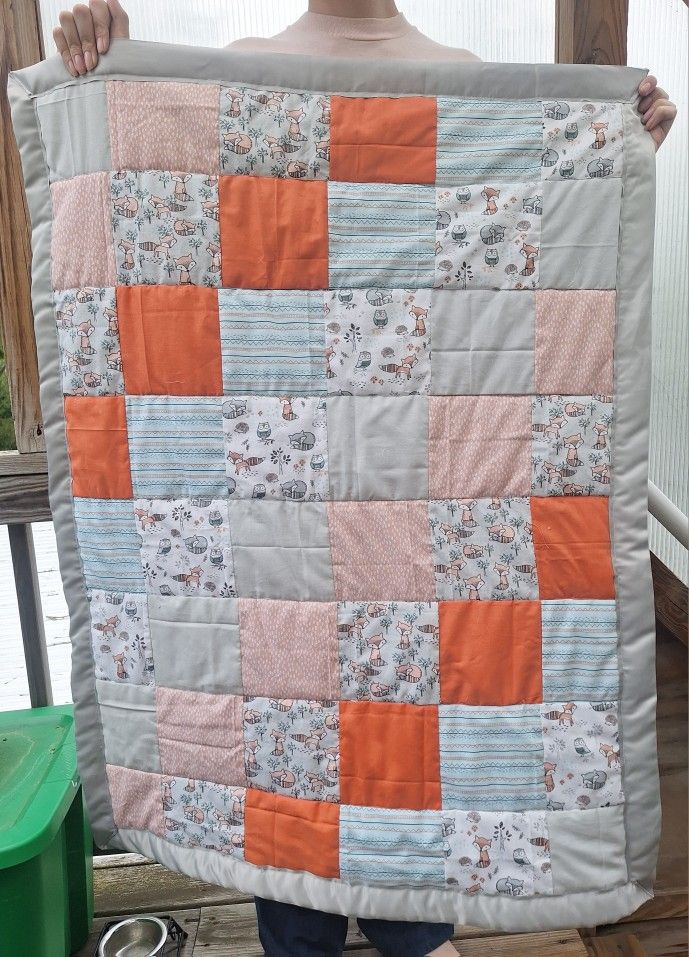 Handmade Fox Themed Baby Quilt