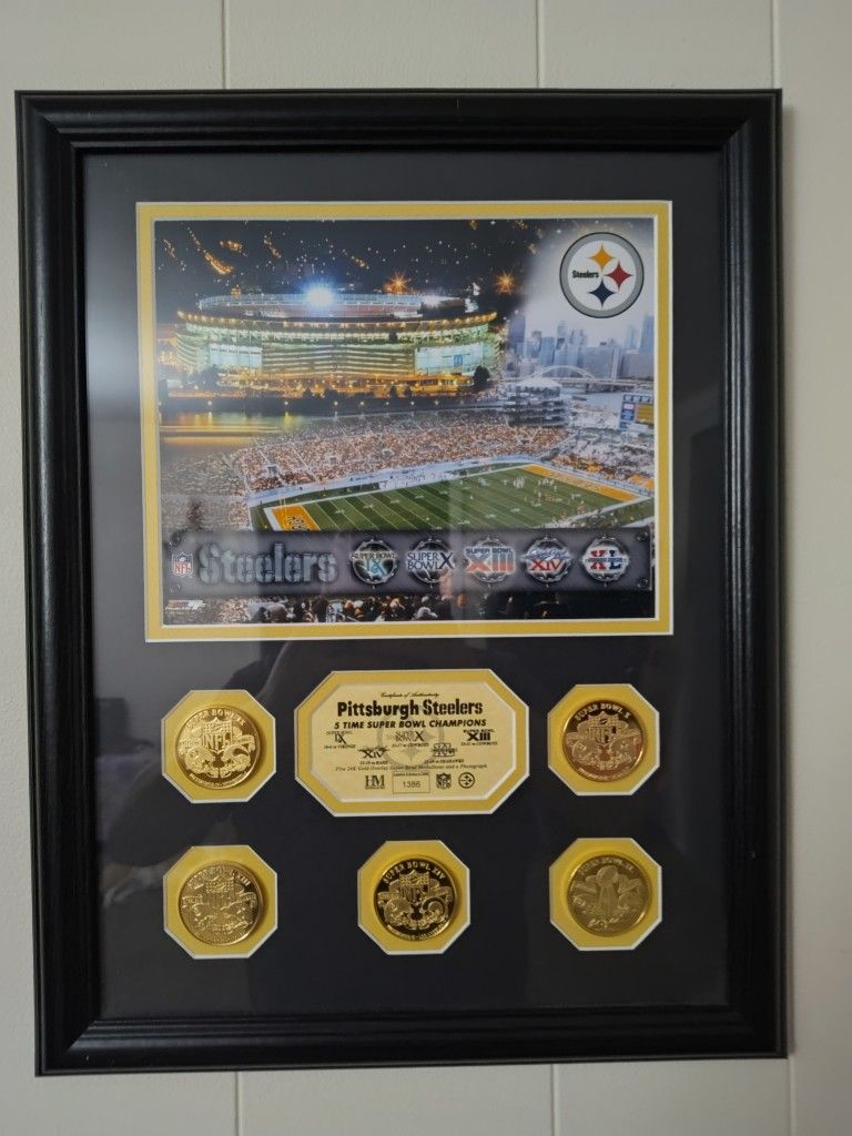 Limited Edition Pittsburgh Steelers 5 Ring Commemorative Plaque