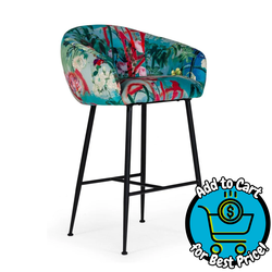 Roxanne Contemporary Floral Velvet Bar Stool