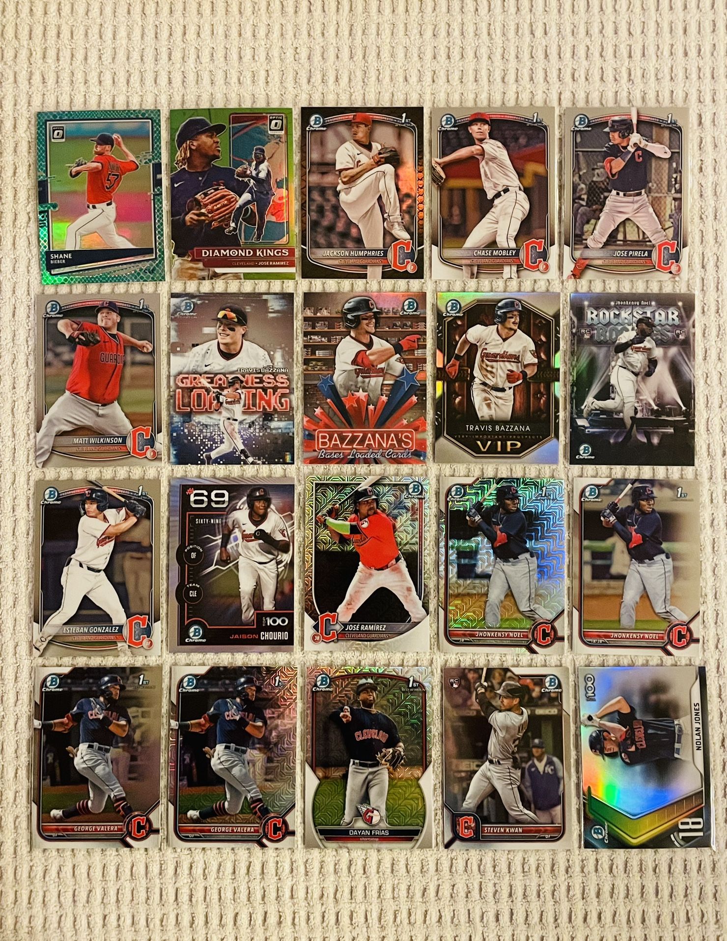 Cleveland Guardians 40 Card Baseball Lot! Rookies, Prospects, Refractors, Prizms, Autographs, Short Prints, Variations & More!