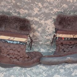 Coach Fur - Trimmed Lorena Boots Size 8