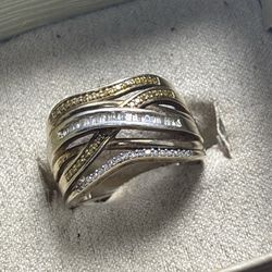 Sterling silver and diamond ring